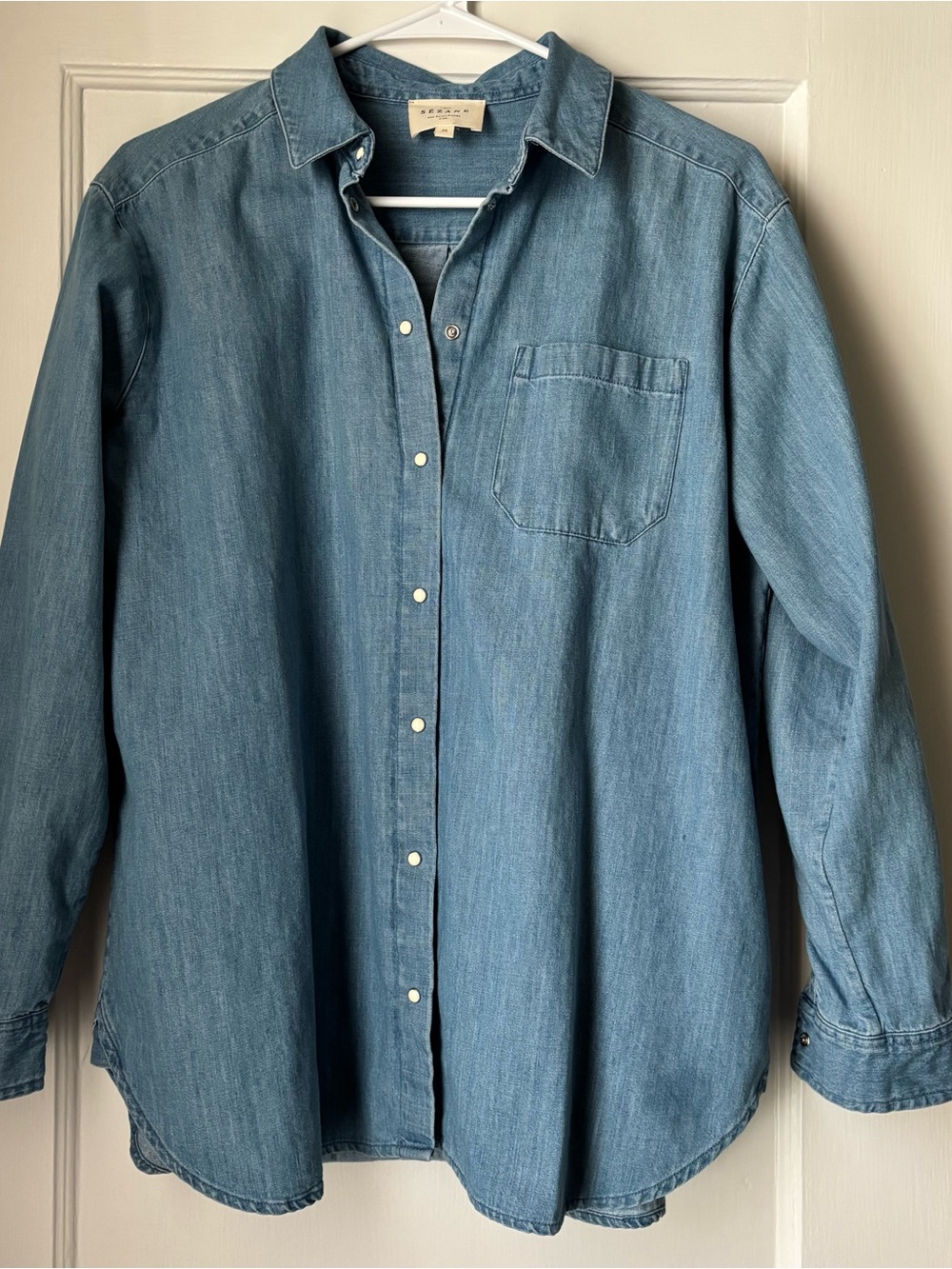 Sezane Max medium light chambray shirt